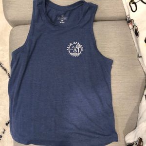 dark blue cut off sleeve tank